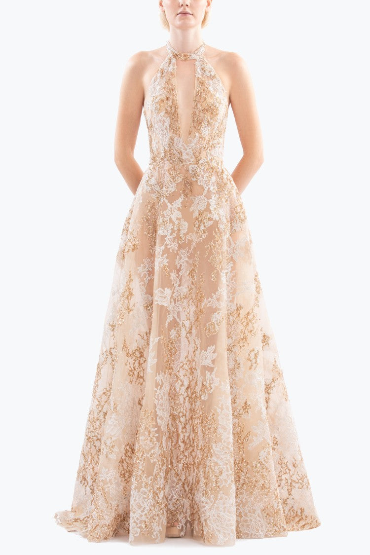 Saiid Kobeisy Embroidered Long Dress