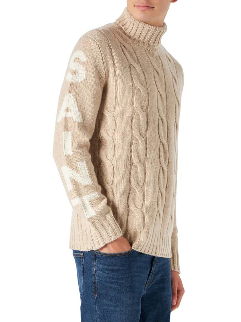 Mc2 Saint Barth Cable-Knit Sweater With High Ribbed Turtleneck