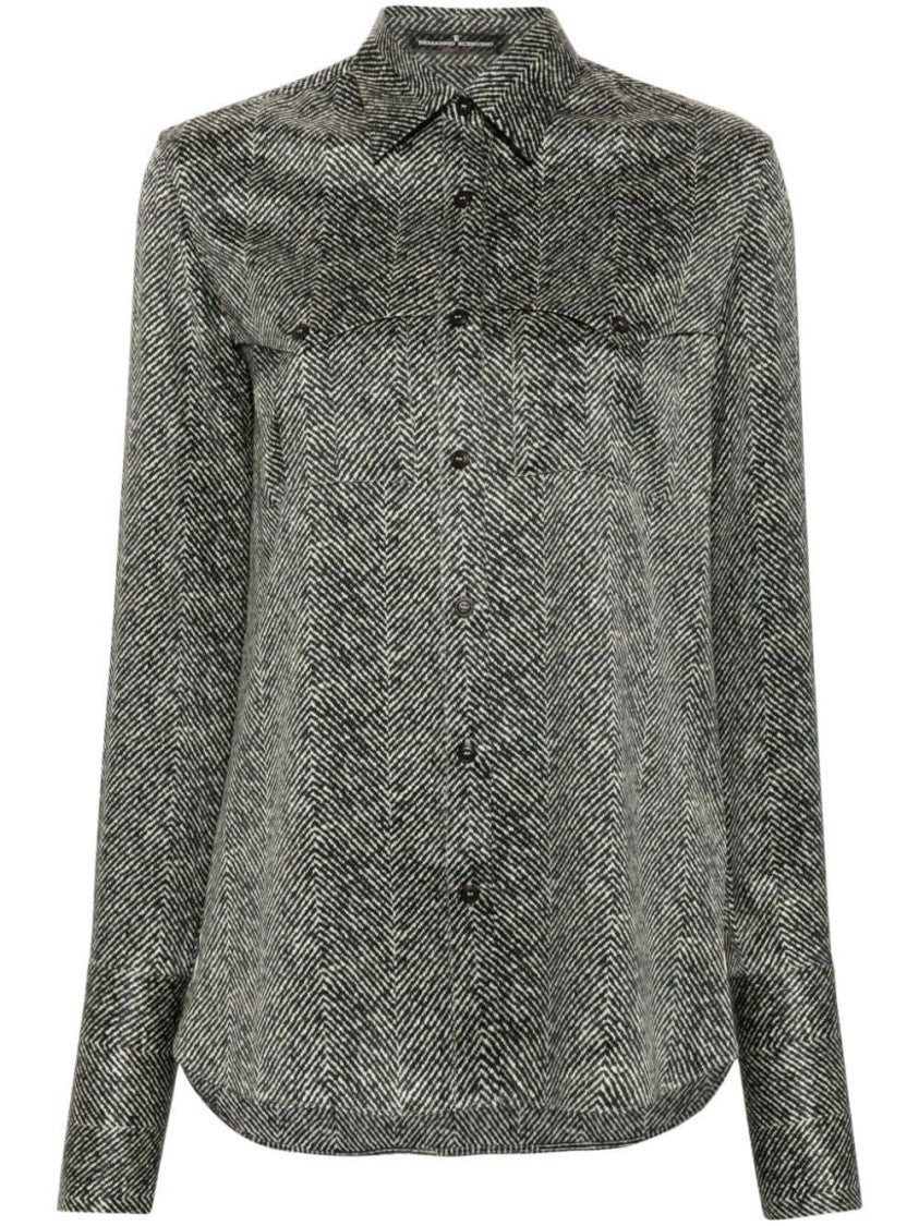 Ermanno Scervino Herringbone Pattern Silk Shirt