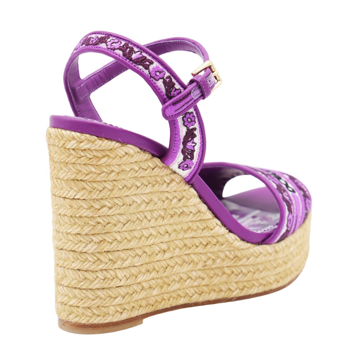 Dolce & Gabbana Embroidered Purple Wedge Sandals