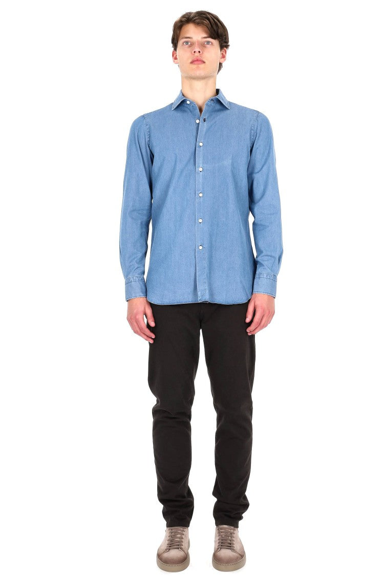 Finamore Napoli Line Washed Denim Tailored Shirt