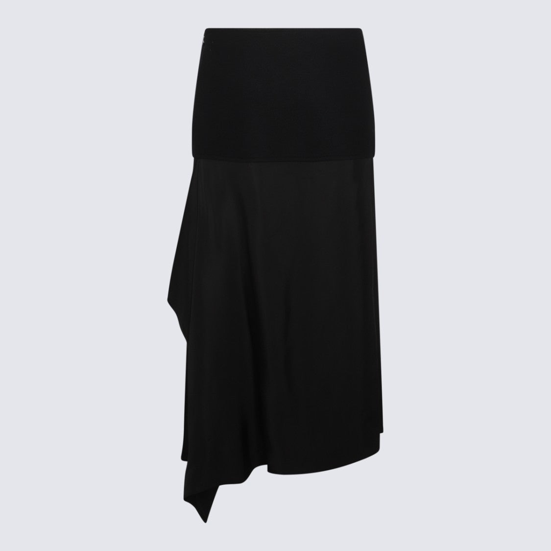 Jil Sander High-Waisted Black Midi Skirt With Asymmetrical Hemline