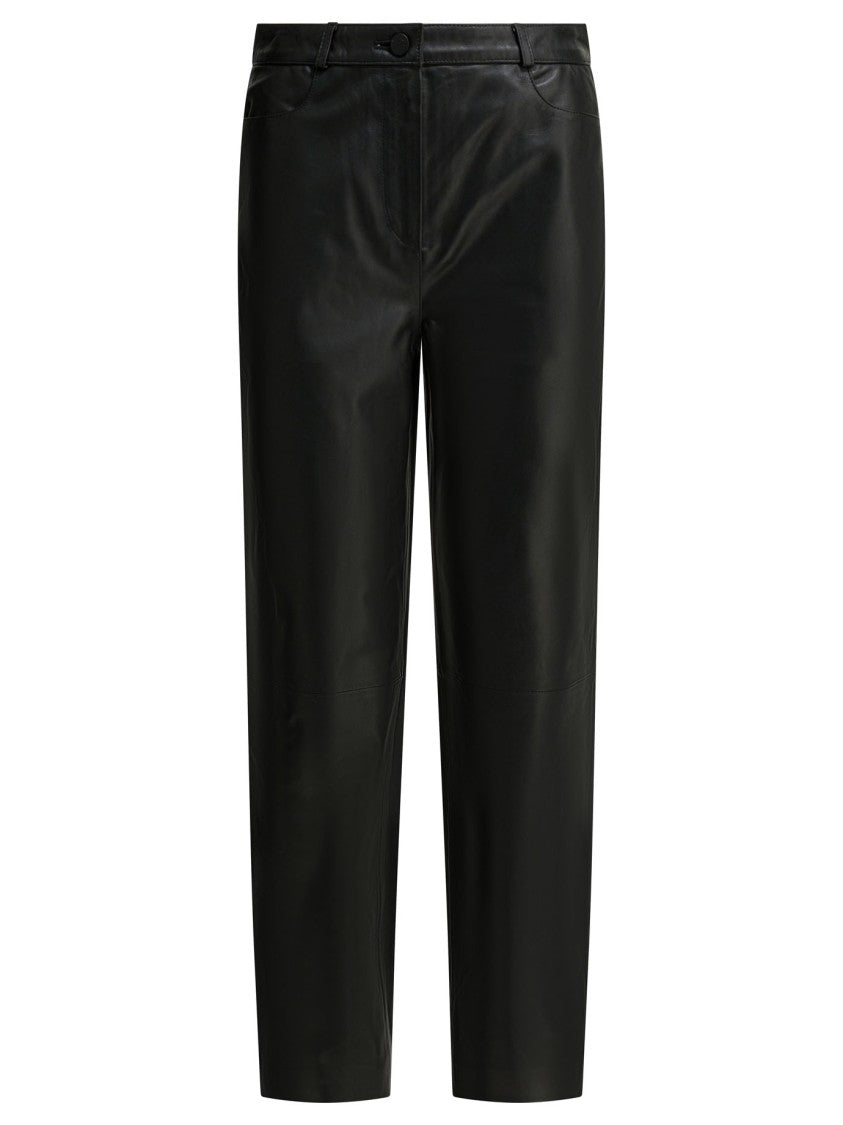 Loulou De Saison Tailored Black Lambskin Trousers With