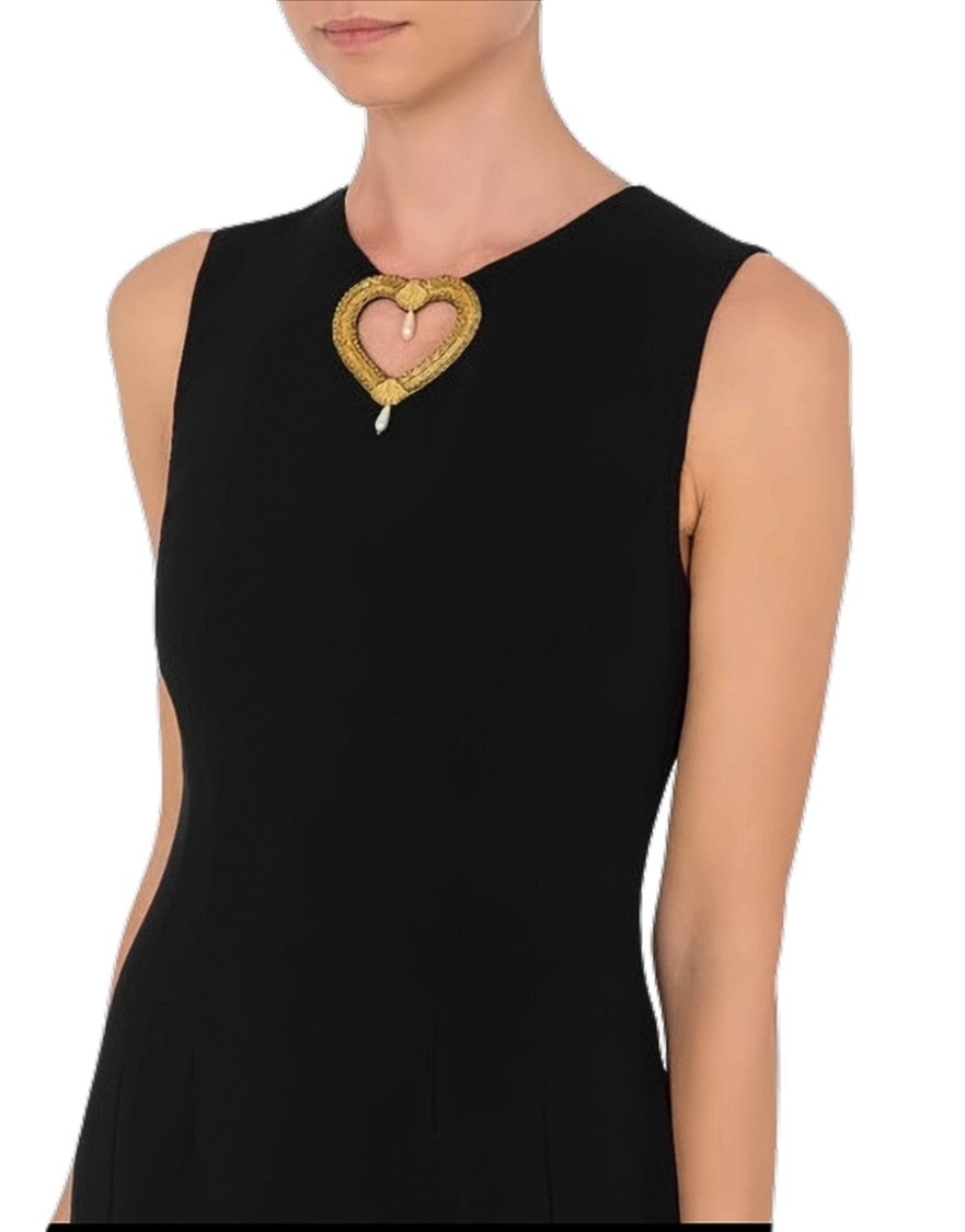 Moschino Black Stretch Crepe Sheath Dress
