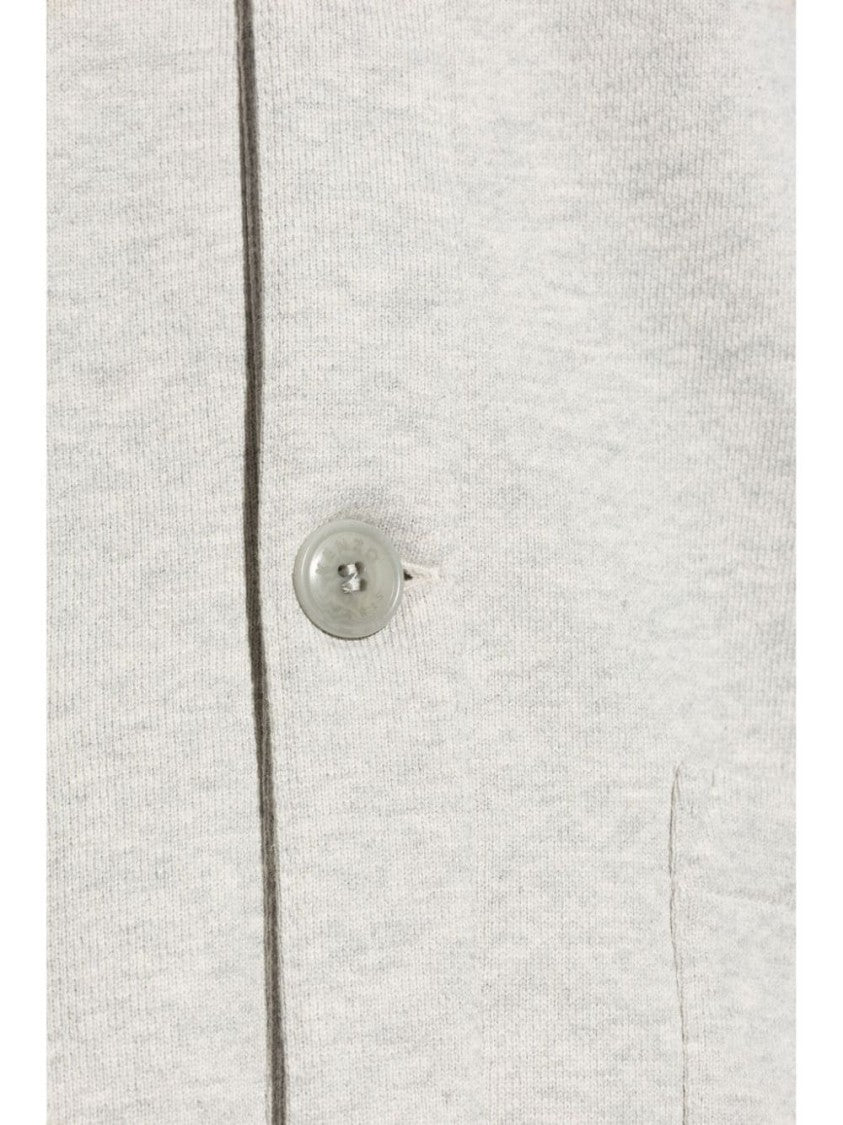 Kenzo Textured Bomber Jacket In Pale Grey With Button-Up Front