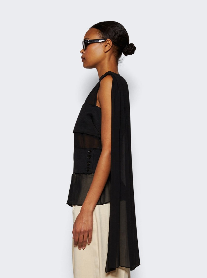 Proenza Schouler Aurora Top In Chiffon Black