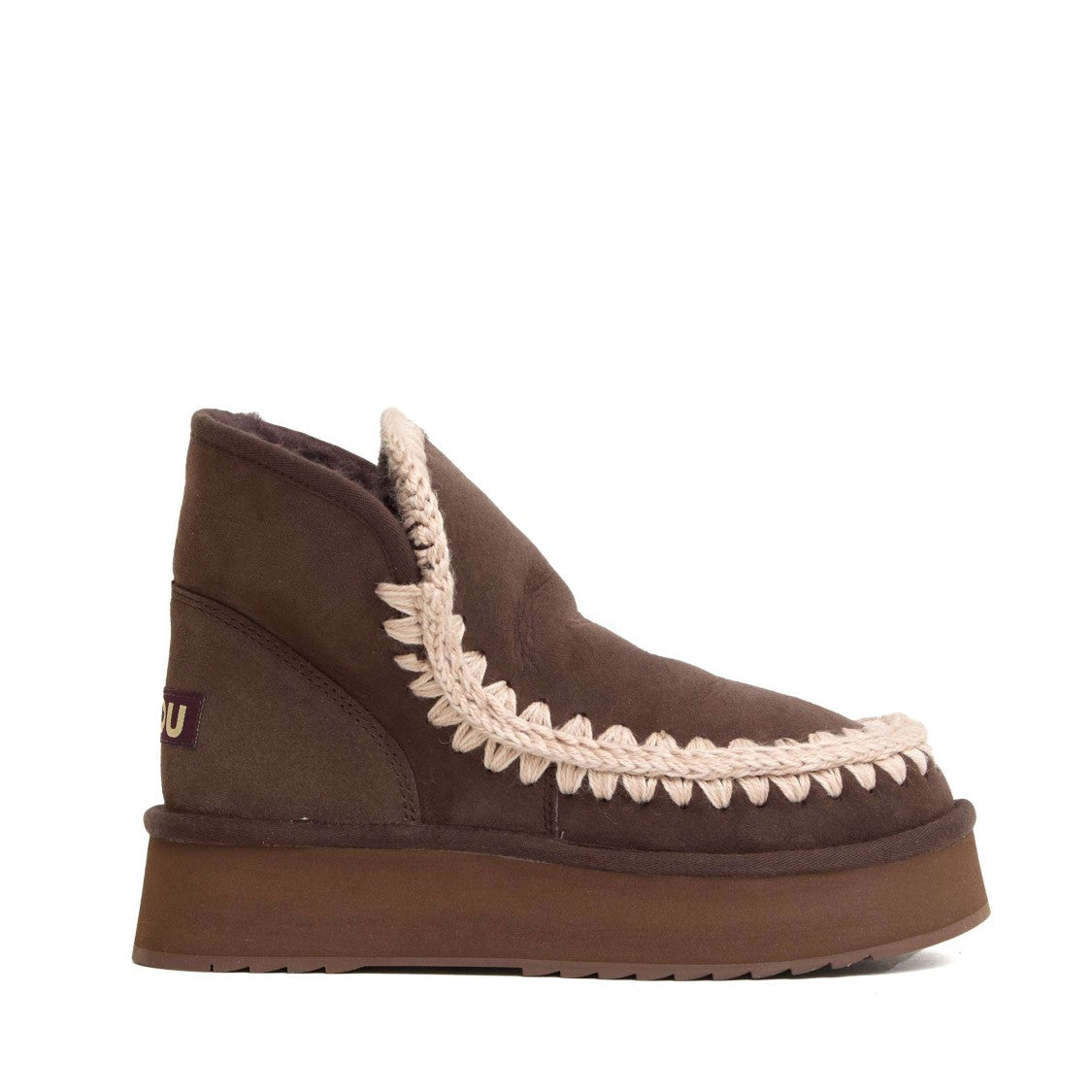 Mou Mini Eskimo Platform Boots With Crochet Detailing