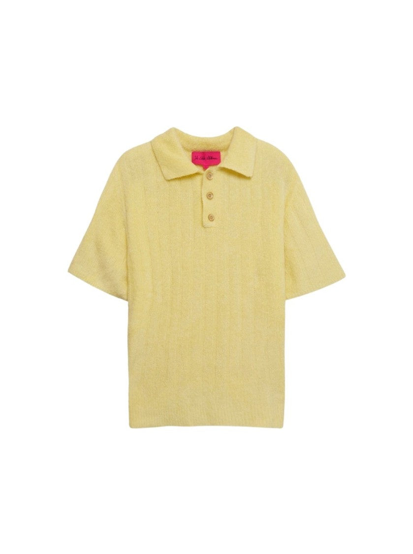 The Elder Statesman Chenille Rib Polo Shirt Butter