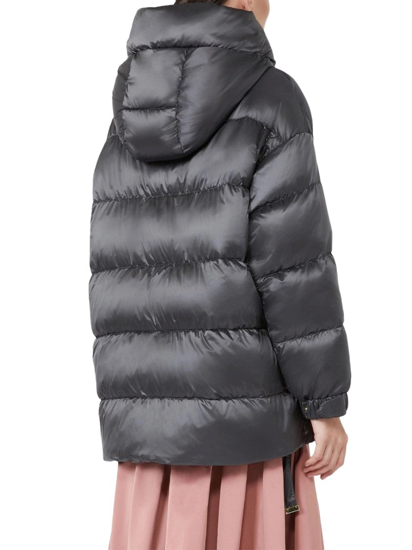 Max Mara Short Padded Coat With Glossy Finish And Adjustable Features