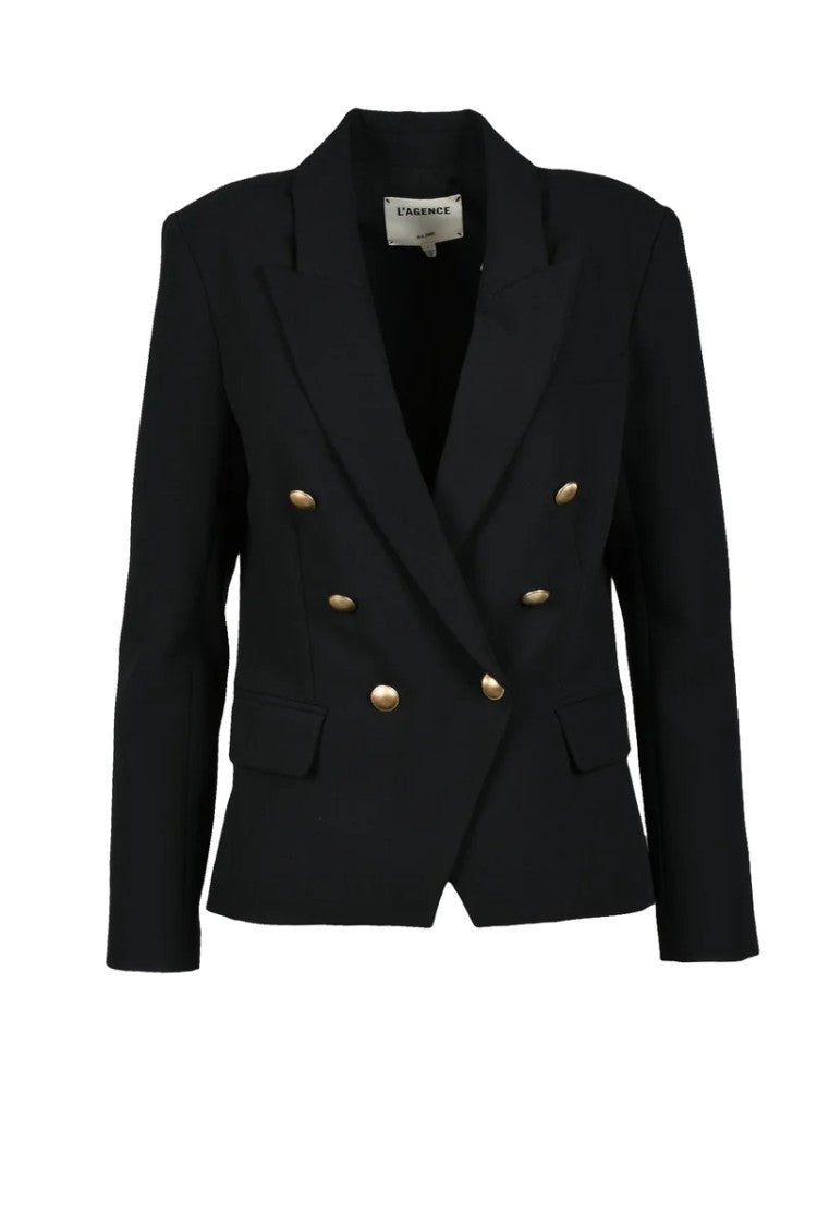 L'agence Double-Breasted Tailored Black Jacket