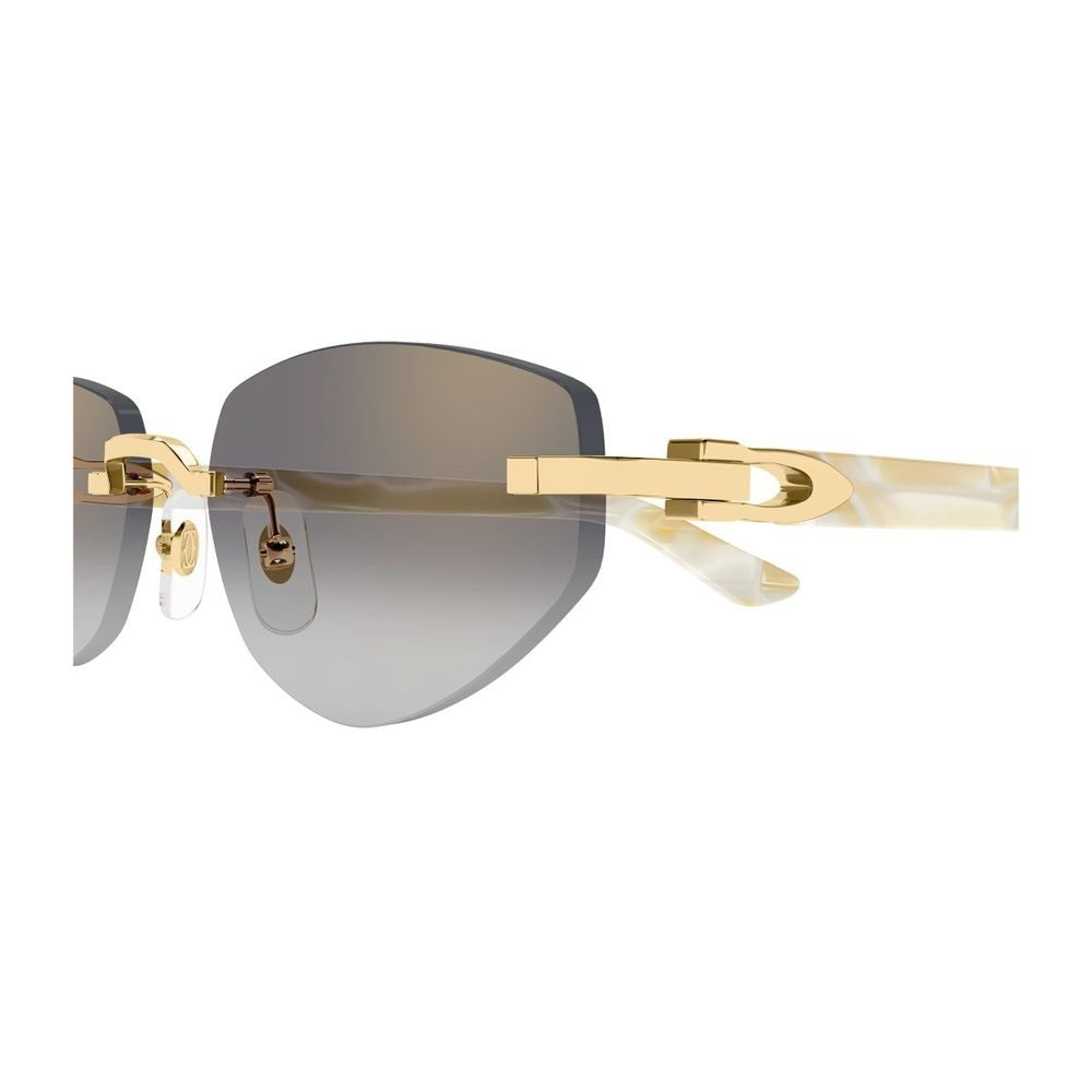 Cartier Ct0580s Décor C Allongé De Rimless Gold-Tone Metal Sunglasses