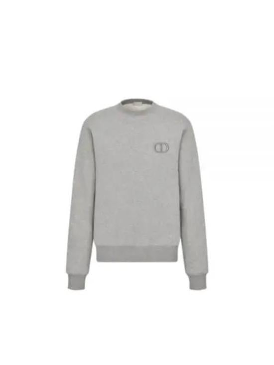 Christian Dior Minimalist Light Grey Long-Sleeve Sweatshirt With Ribbed Cuffs