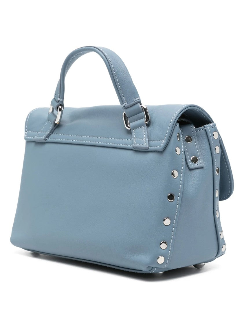 Zanellato Muted Blue Postina Saeta Leather Handbag