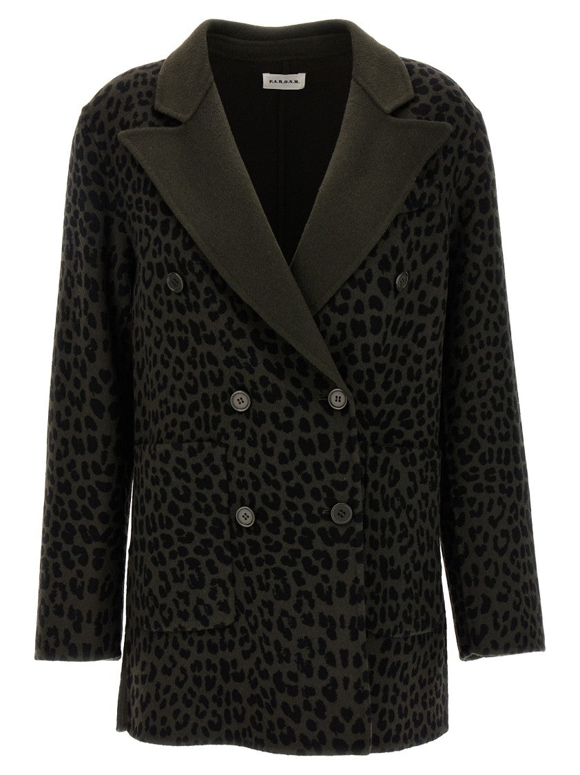 P.A.R.O.S.H. Animal Print Double-Breasted Blazer