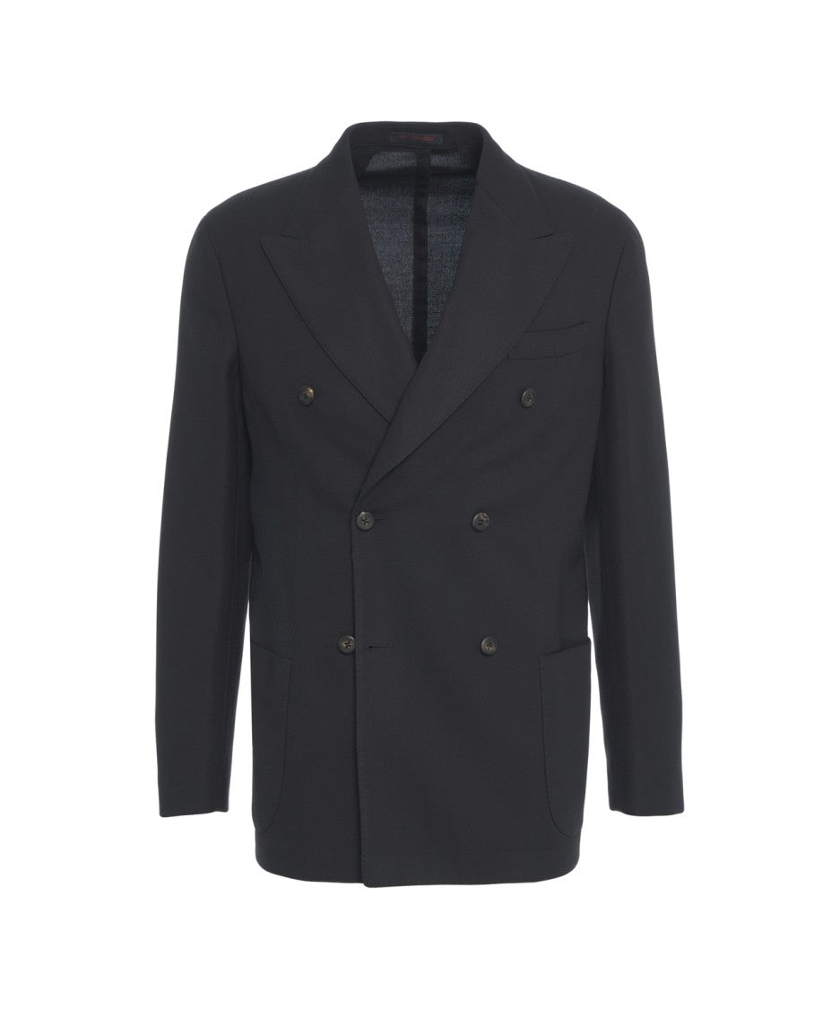 The Gigi Tailored Blue Double-Breasted Blazer With Classic Lapel