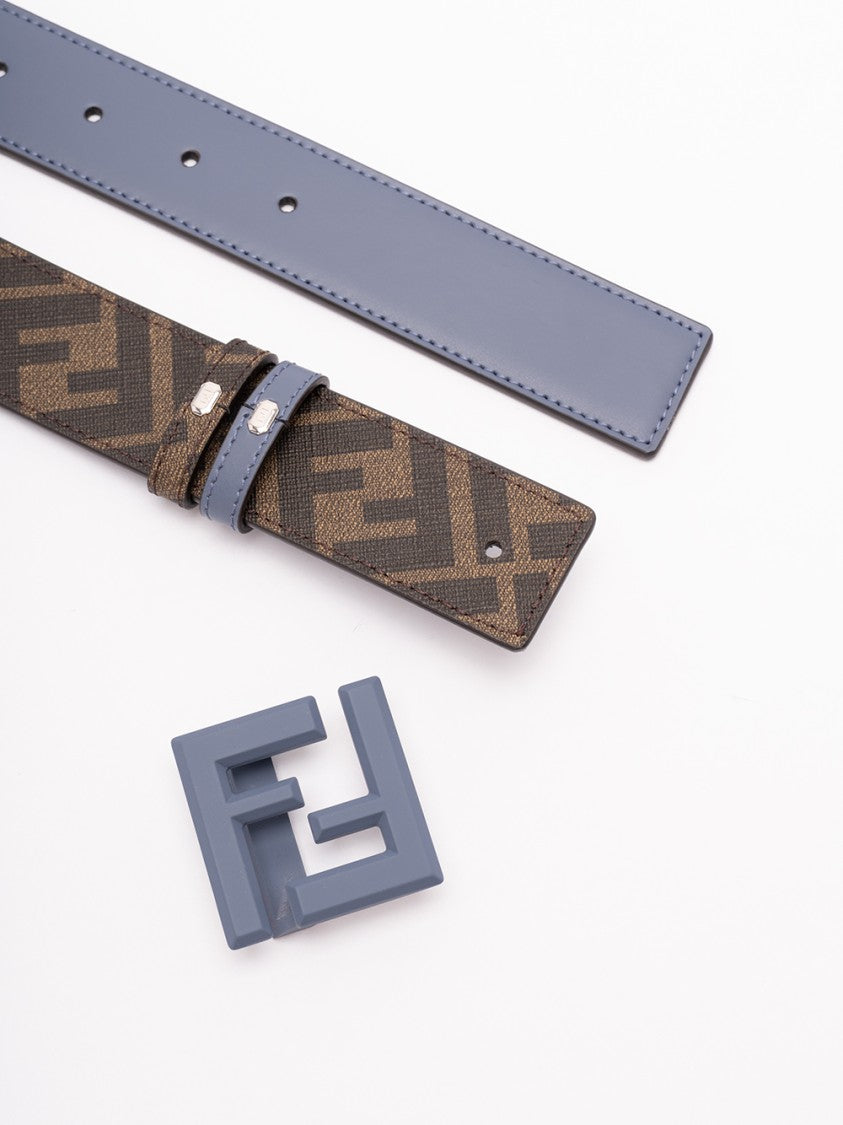 Fendi Ff Slim Calf Leather Belt With Design