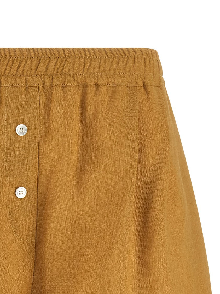 Marni Boxer-Style Linen Shorts With Elastic Waistband