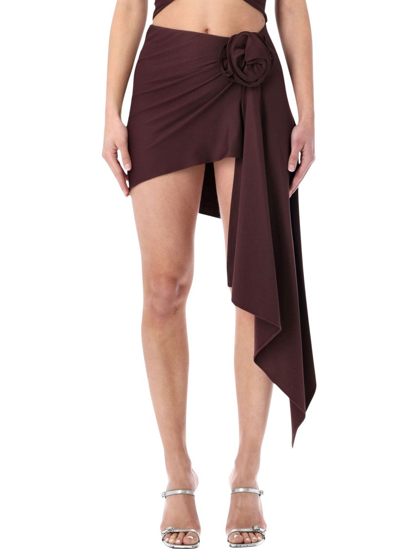Magda Butrym Mini Asymmetric Draped Rose Skirt