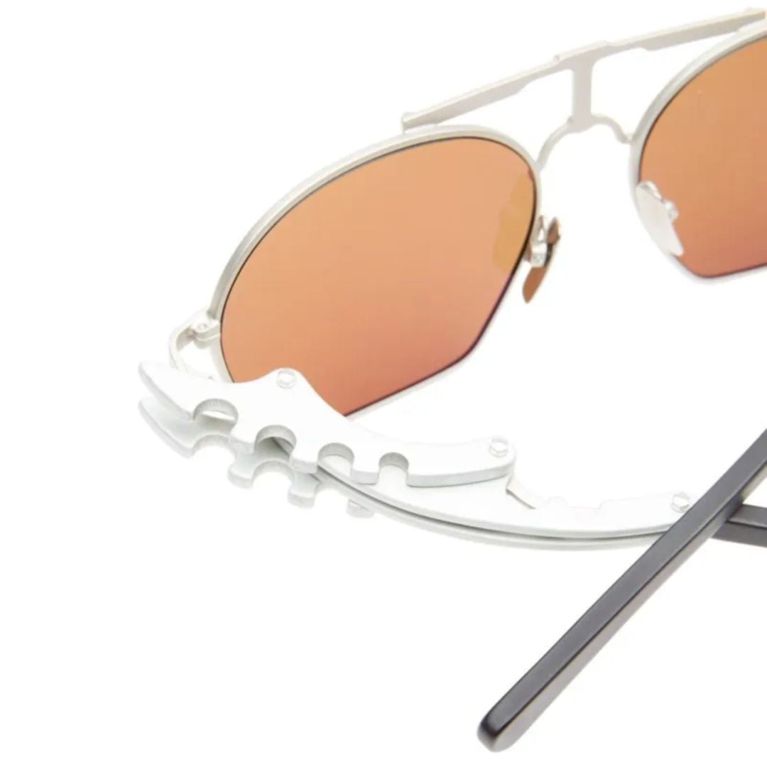 Innerraum O24 Geometric Silver Metallic Sunglasses With Amber-Tinted Lenses
