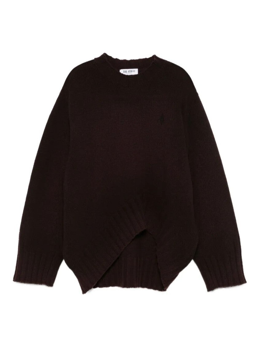 The Attico Oversized Asymmetrical Hem Sweater With Ribbed Details