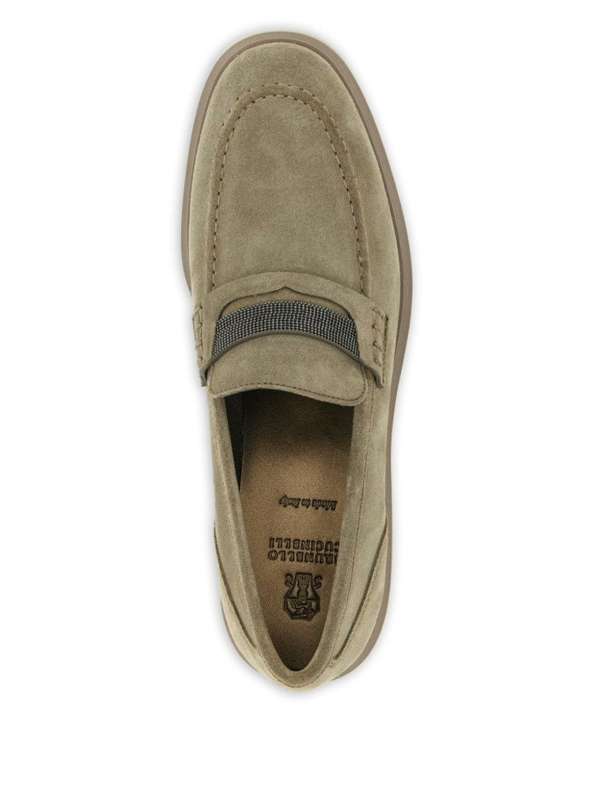 Brunello Cucinelli Suede Loafers With Decorative Strap