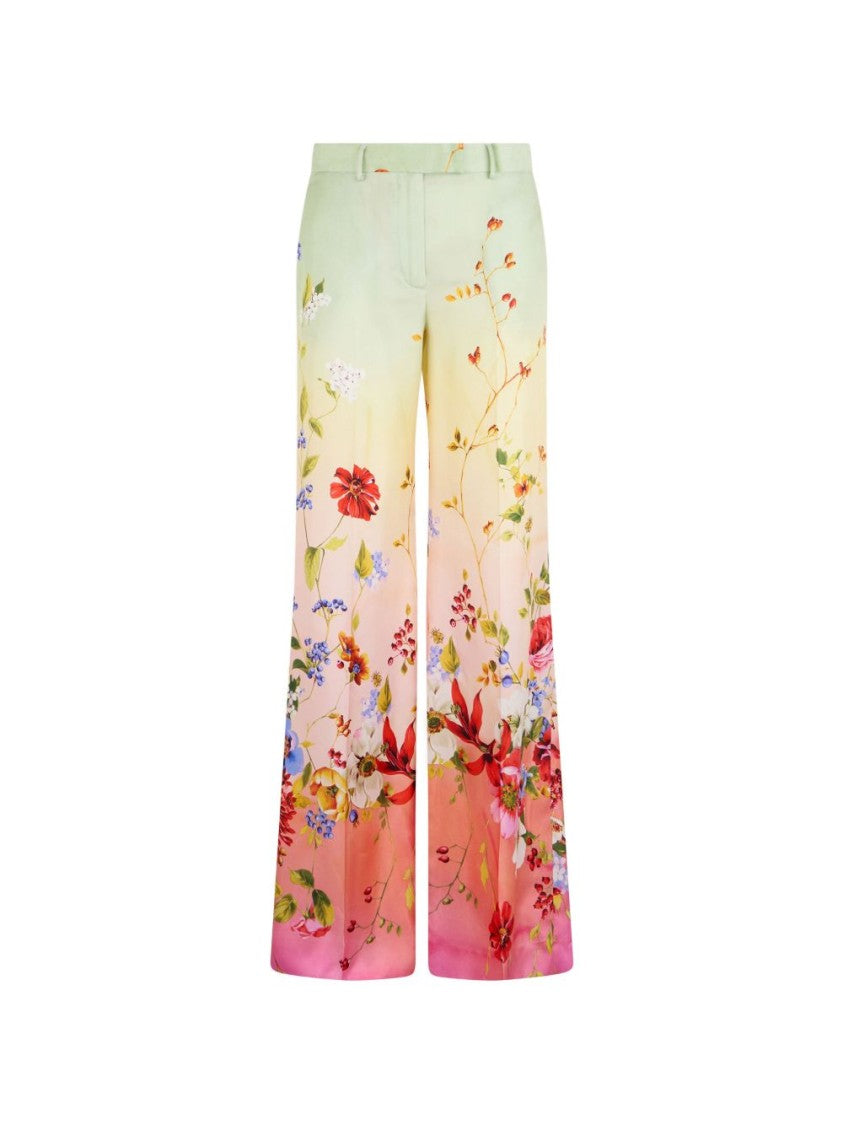 Roberto Cavalli Wide-Leg Silk Trousers With Floral Print
