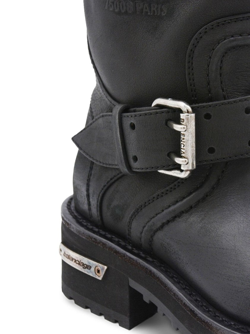 Balenciaga Black Buckled Calfskin Boots