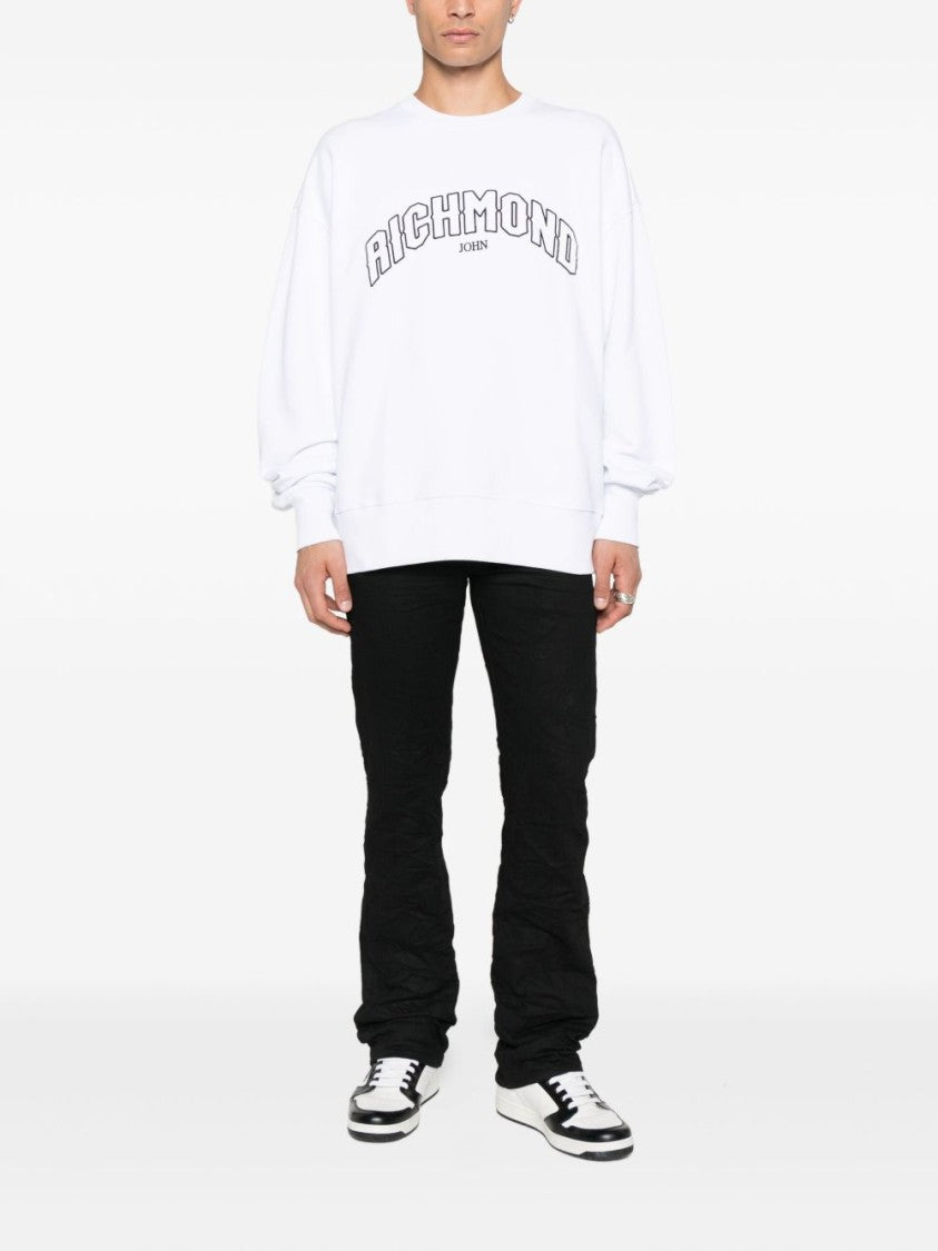 John Richmond Arched Logo Print Cotton Sweatshirt