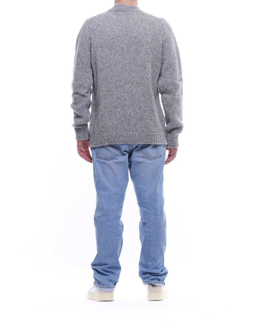 Fabrizio Del Carlo Men’S Grey Wool-Blend Crewneck Sweater
