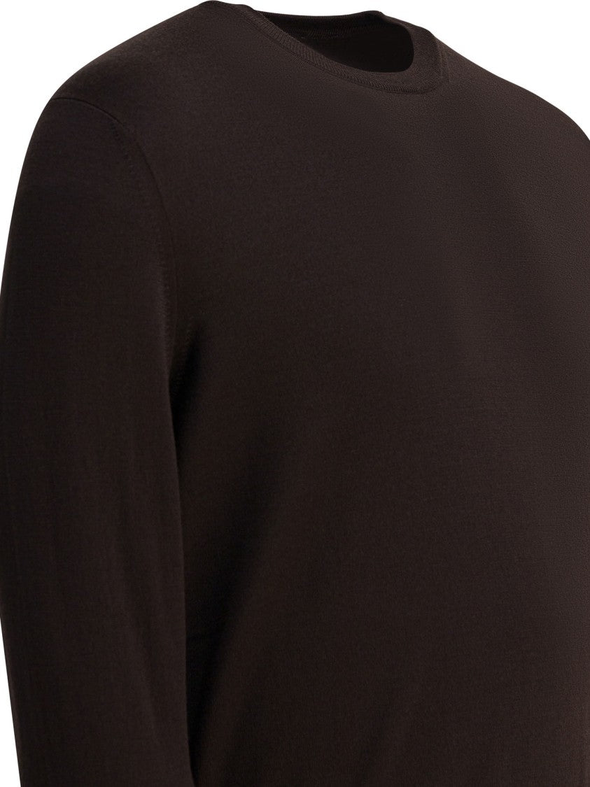 Zanone Fitted Brown Knit Sweater