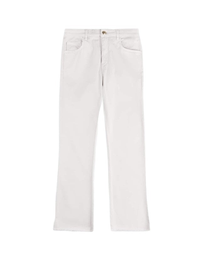 Fay White Skinny Trousers with Frayed Hem