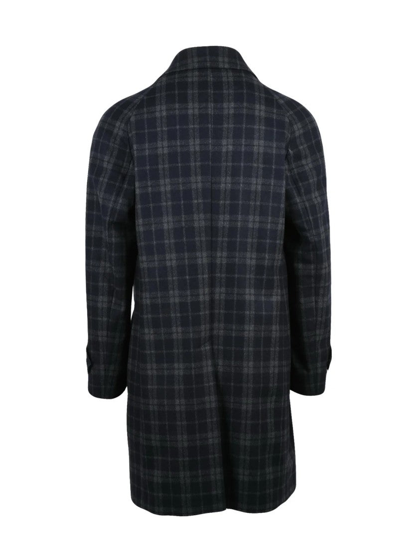 Luigi Bianchi Grey-Blue Wool-Blend Coat
