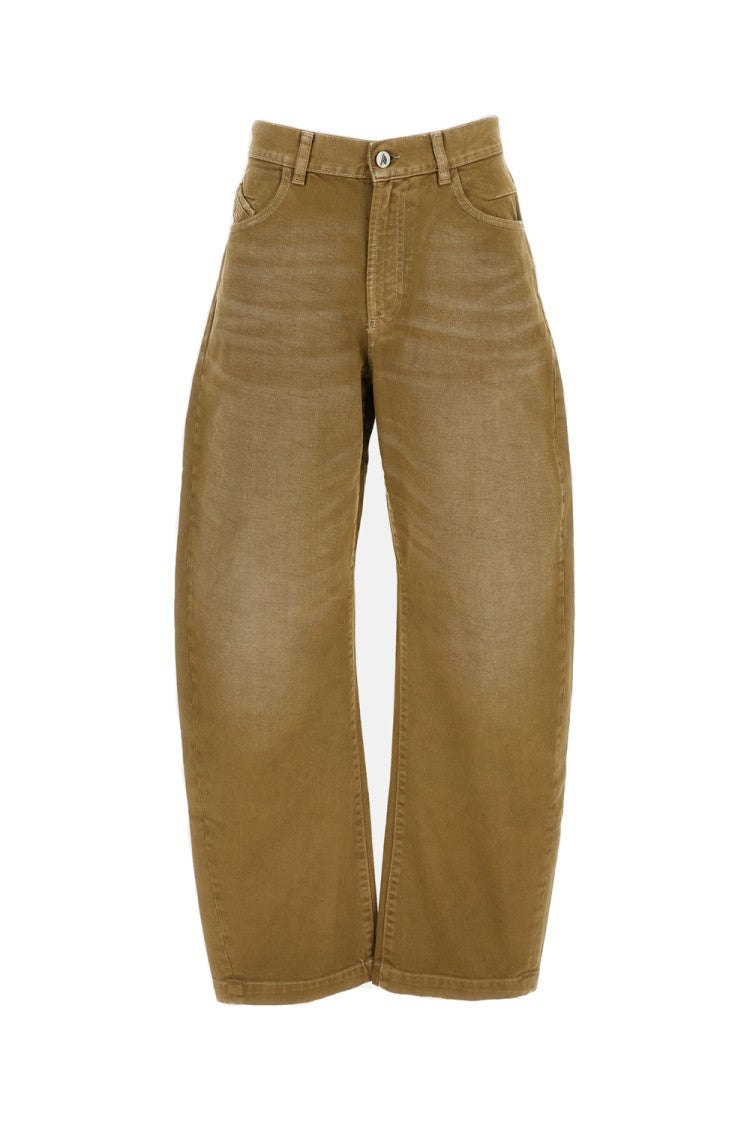 The Attico Olive Green Barrel-Cut Jeans With Adjustable Back Strap