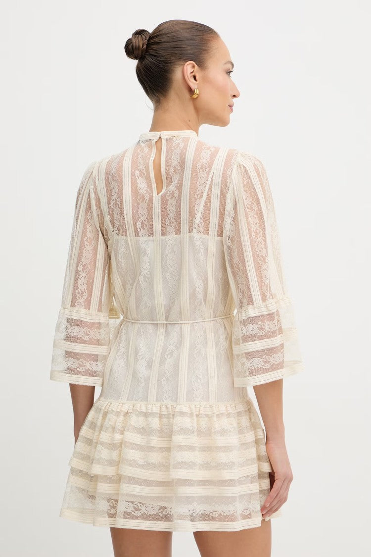 Twin-Set Sheer Lace Dress With High Neckline