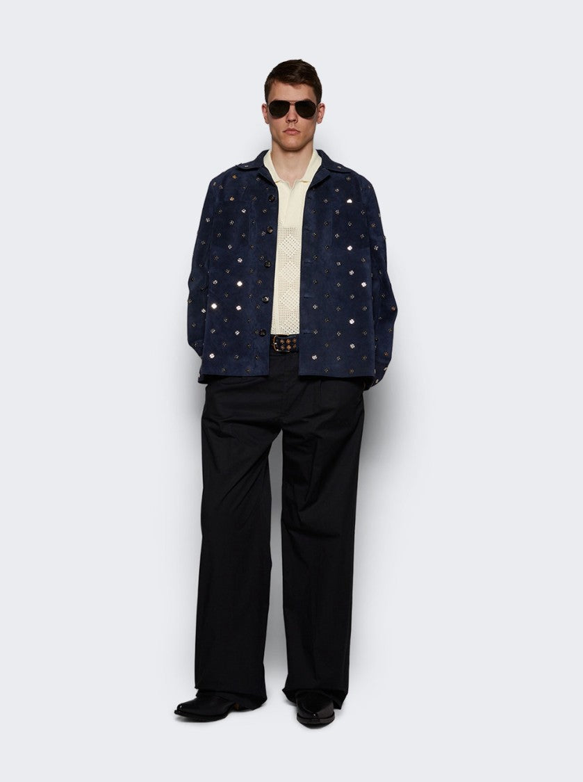 Bode Clover Work Shirt Dark Navy