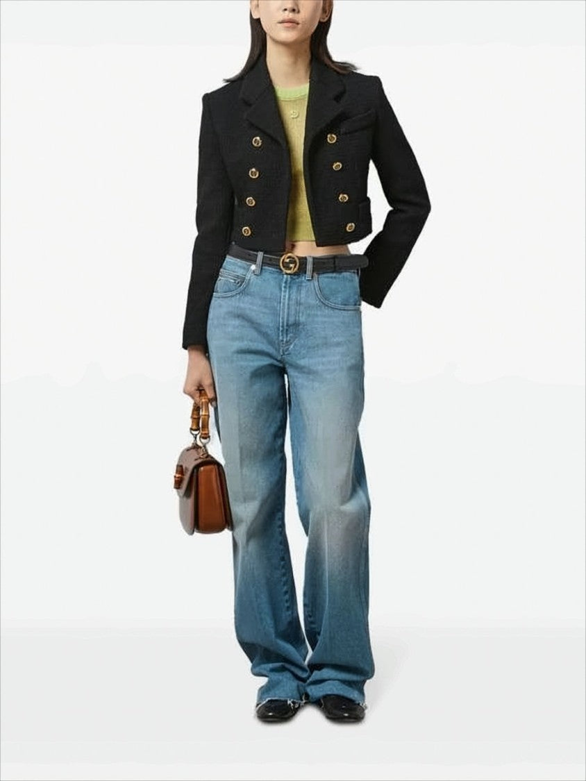 Gucci Vintage-Inspired Light Blue Wide-Leg Denim Pants