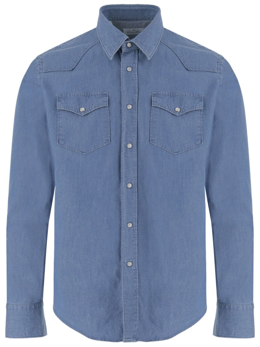 Gherardi Light Blue Button-Down Denim Shirt