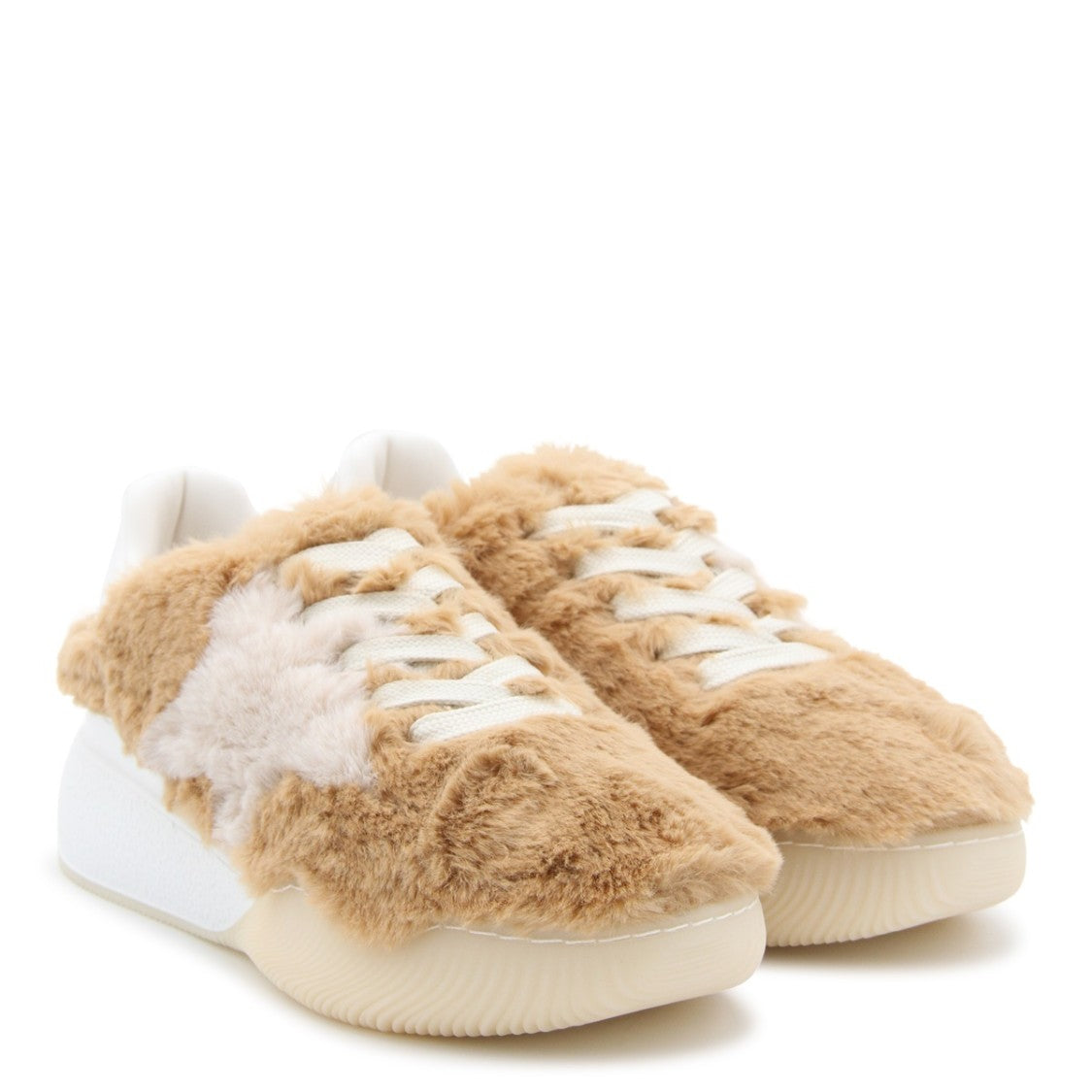 Stella Mccartney Beige Canvas Fleece Texture Sneakers