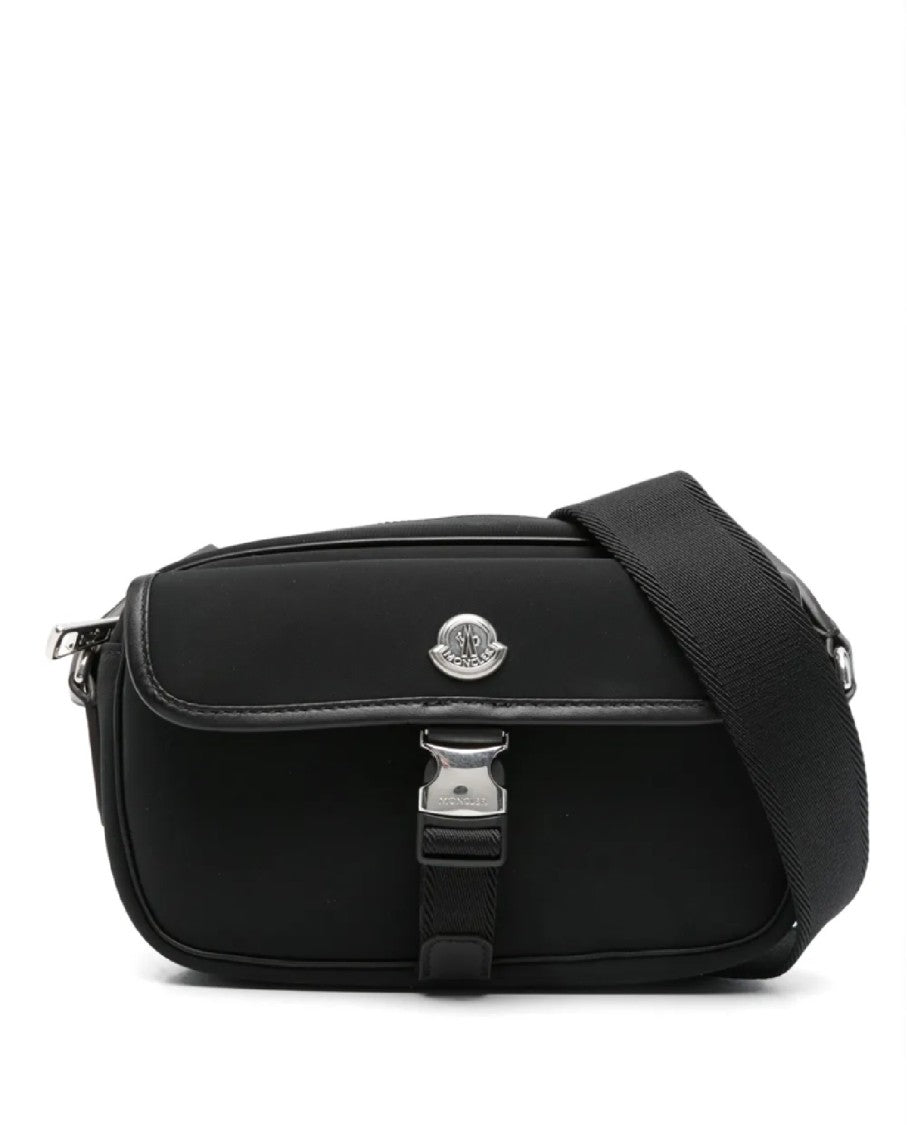 Moncler Minimalist Black Crossbody Bag With Metallic Clasp