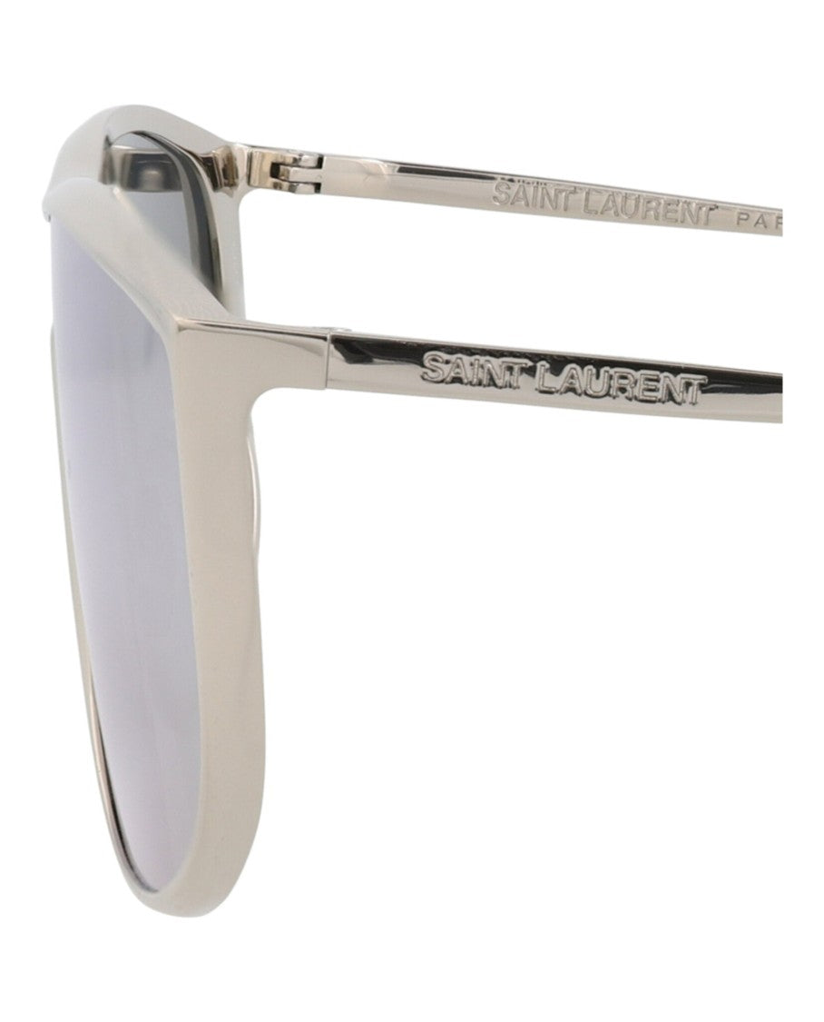 Saint Laurent Shield-Frame Metal Sunglasses With Wrap-Around Design And Comfort Features