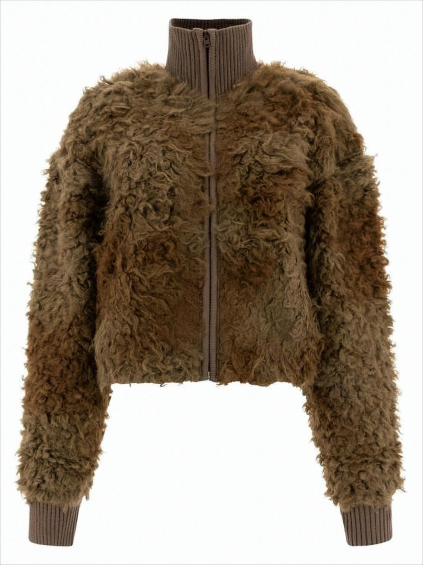 Acne Studios Plush Textured Jacket With Ribbed Details