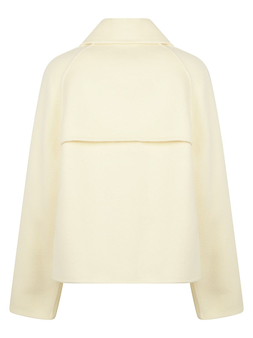 Fabiana Filippi Cropped Neutrals Coat With Asymmetrical Front Panel