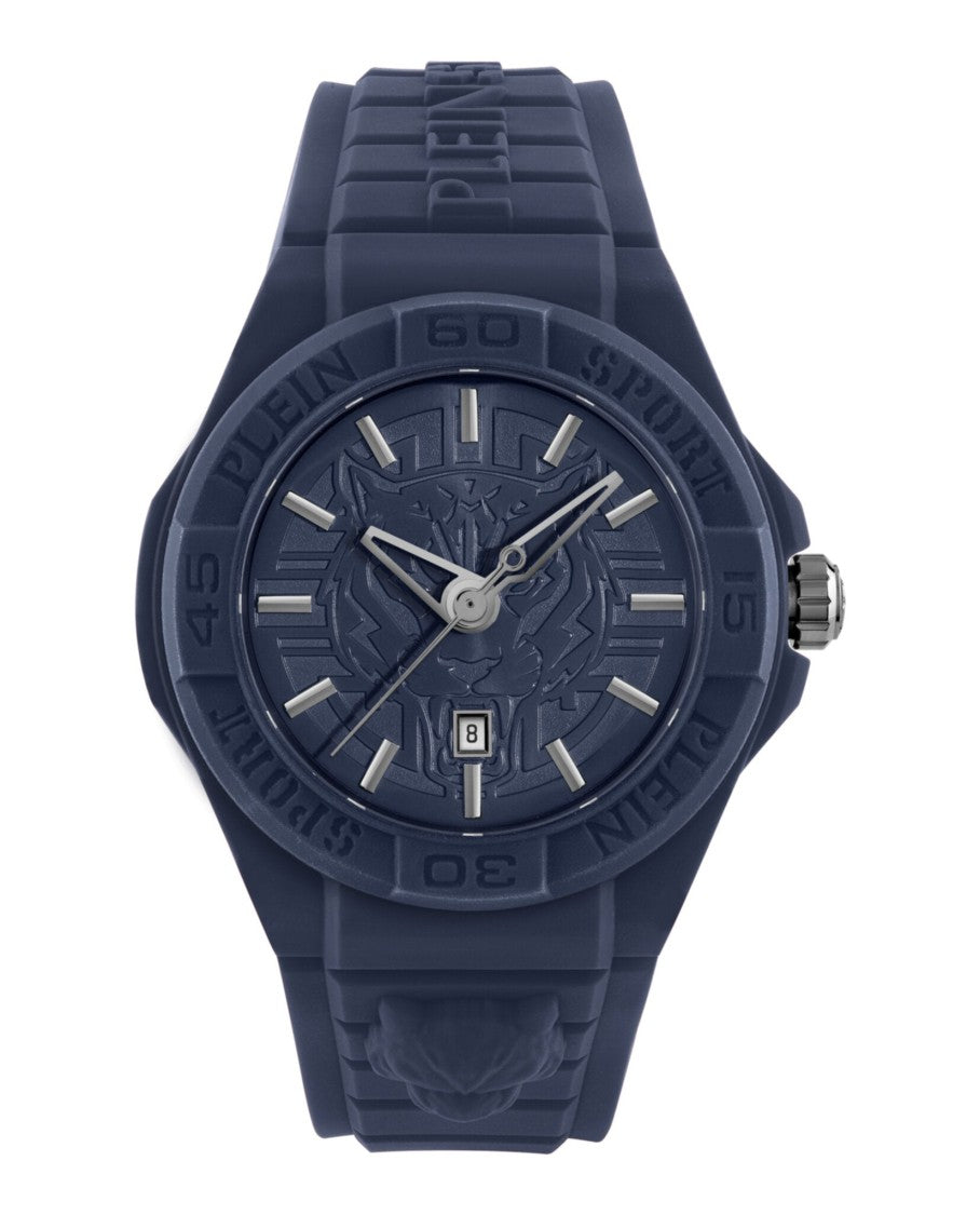 Plein Sport Bold 46Mm Silicone Watch With Blue Enamel Dial