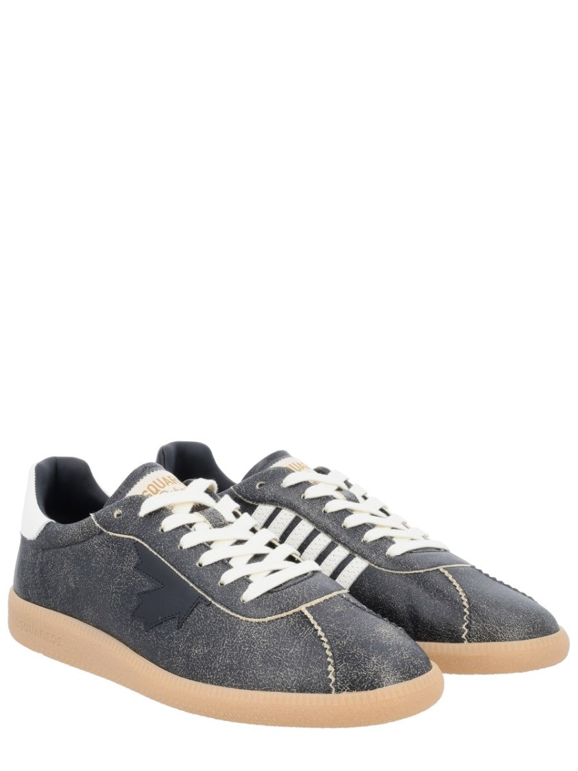 Dsquared2 Rebels Distressed Black Leather Sneakers