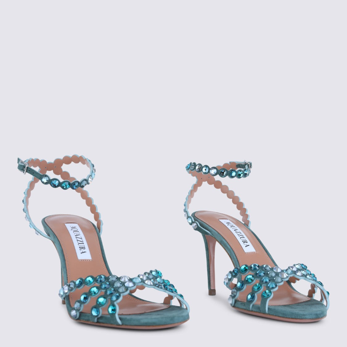 Aquazzura Turquoise Leather Tequila Sandals 85