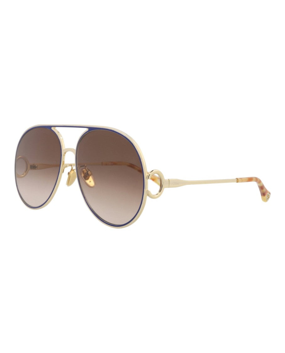 Chloé Aviator-Frame Metal Sunglasses