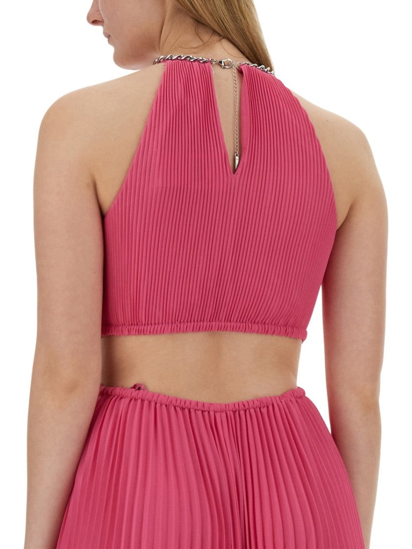 Michael Michael Kors Pleated Georgette Dress With Cut-Out Details