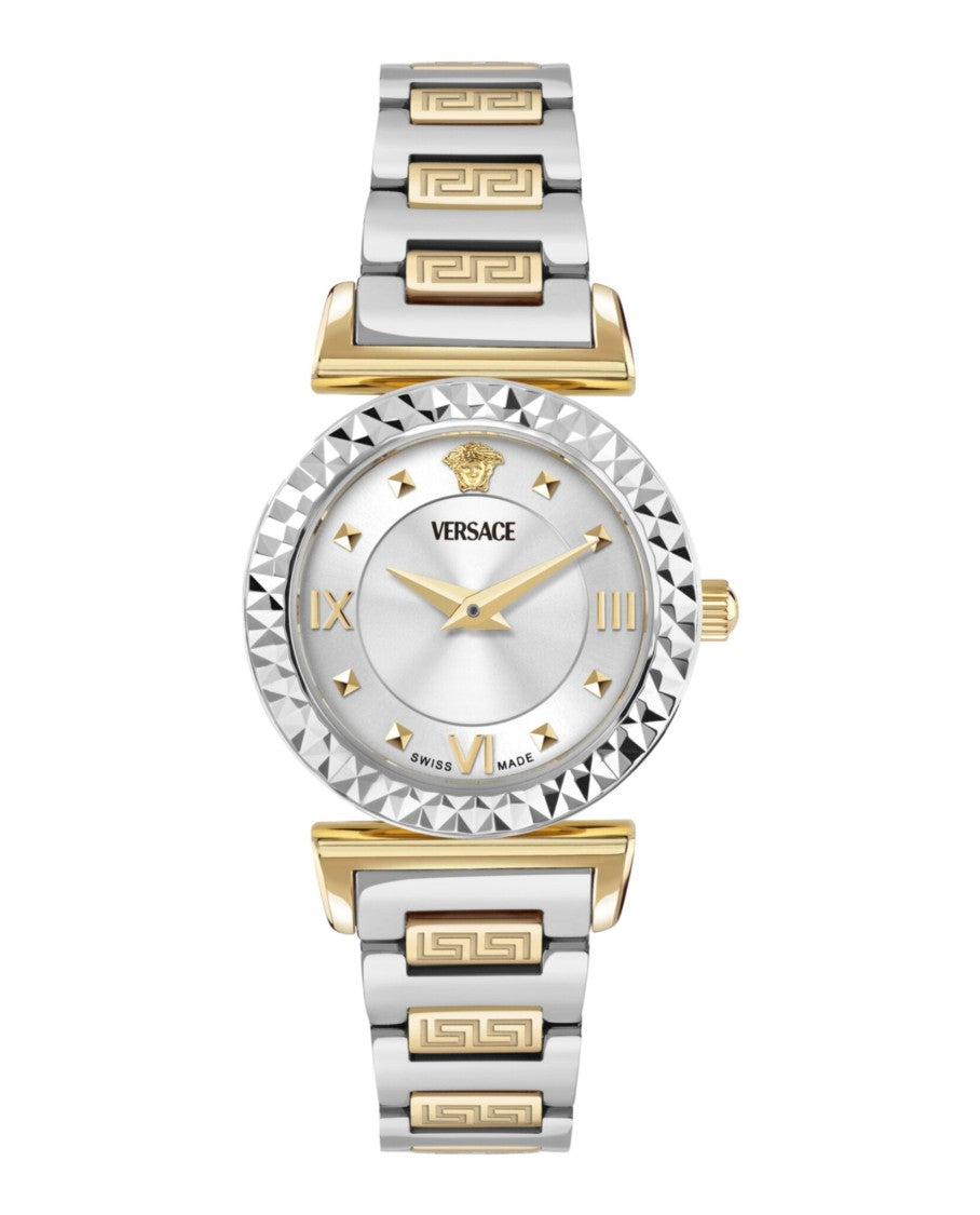 Versace Mini Vanity Bracelet Watch With Two-Tone Case And Elegant Motifs