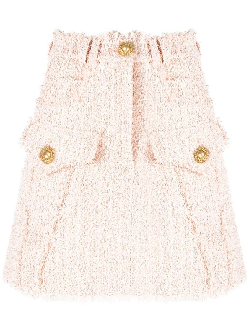Balmain Frayed Tweed Miniskirt