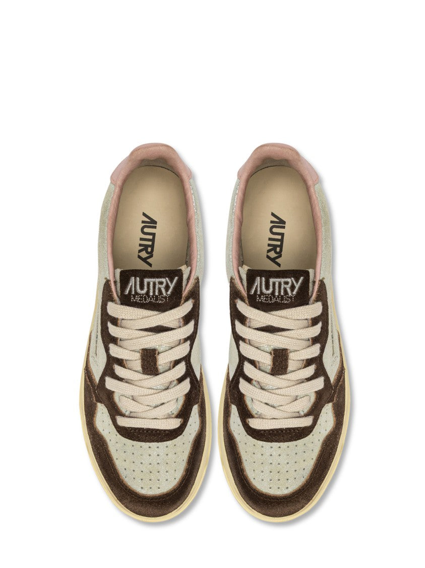 Autry Low-Top Sneakers With Laminated And Suede Leather Accents